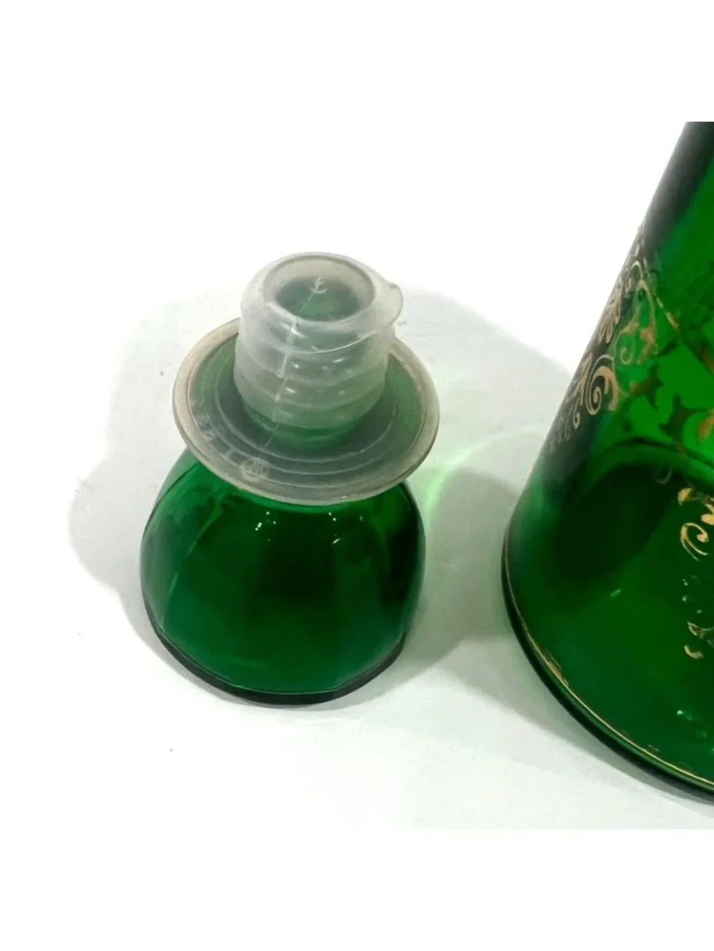 Vintage Cristallerie Artistiche DFP Emerald Green Decanter with 4 glasses,Italy